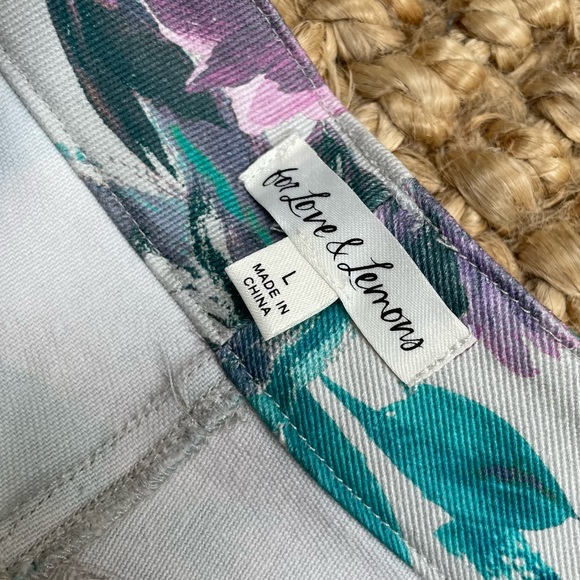 For Love and Lemons Tamara Floral Wide leg Jeans size L - Picture 3 of 5